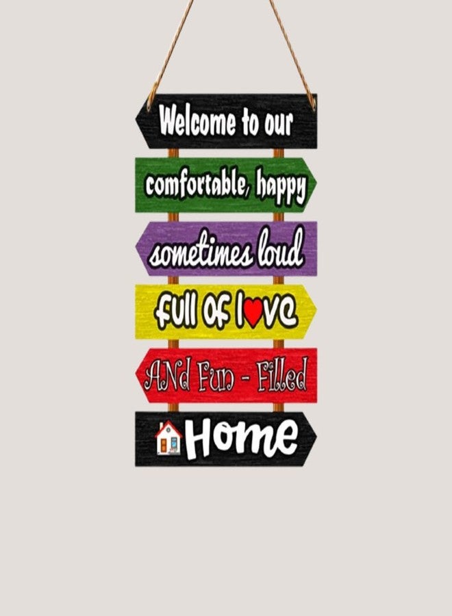 PNF Poster And Frames Welcome to our comfortable happy home Quote Wall art & Door Hanging Frame For Kitchen, Dining, restaurants Decor | Walland home Decor for Living Room | Room Decor Wall Decor Items For Bedroom | (Wooden, 11x9 Inch,brown)-79-5 - Image 1